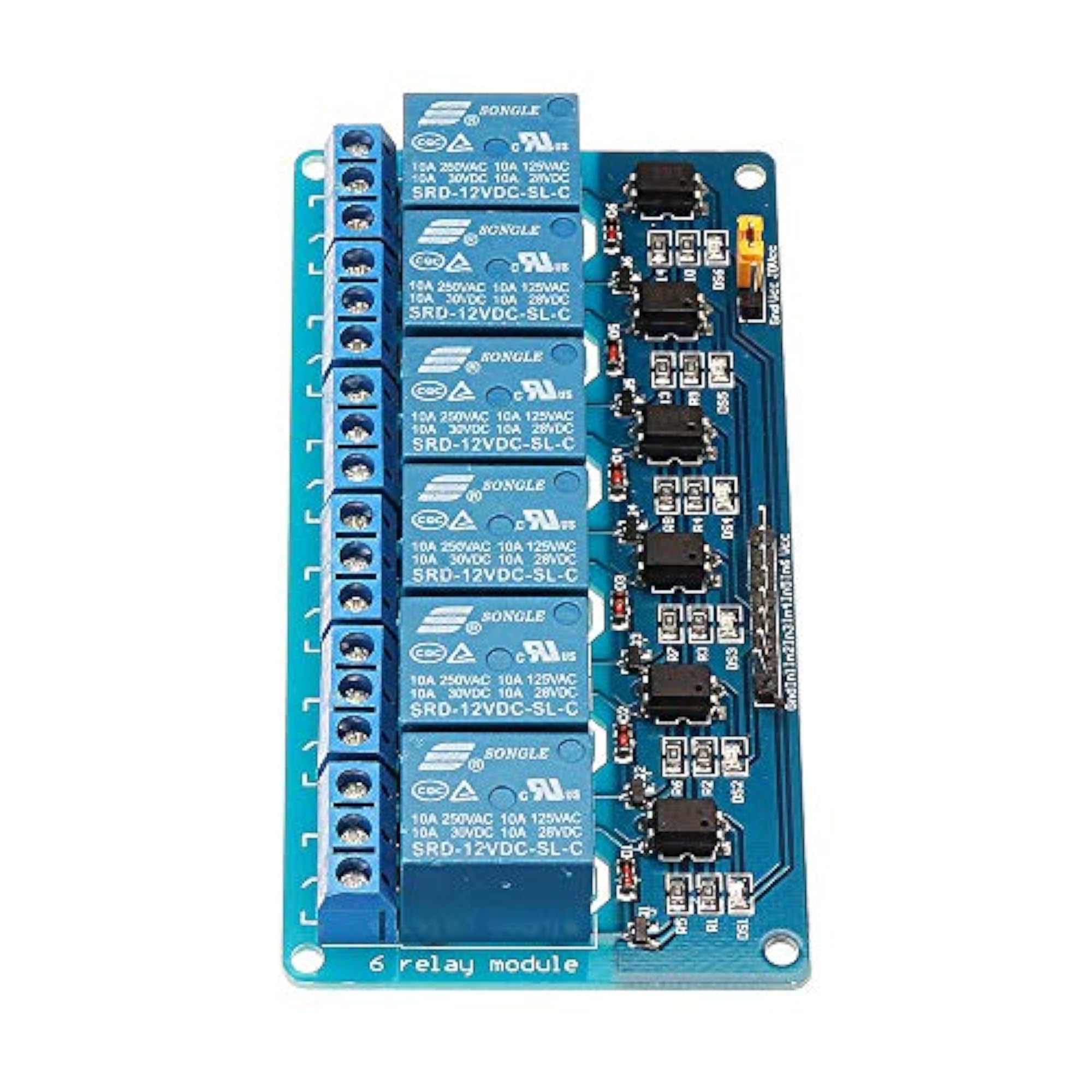 6 12V Relay Module with Optocoupler Isolation
